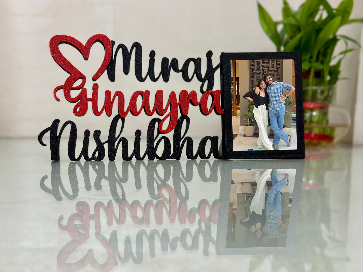 Black & Red Three name with Frame