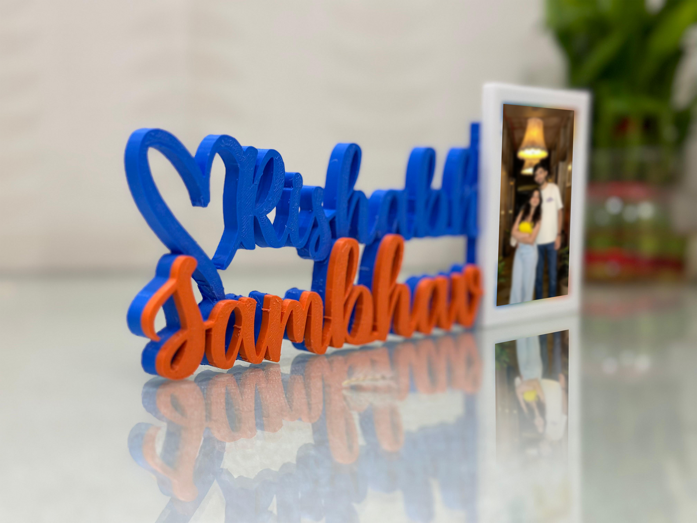 Blue & Orange couple name with Frame