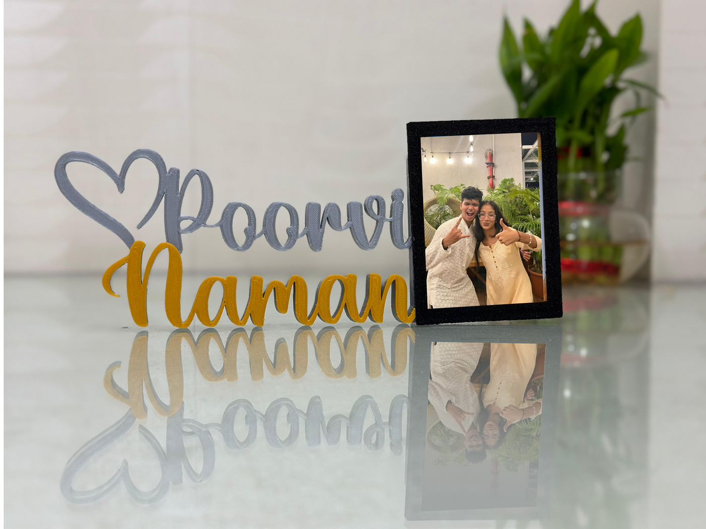 Grey & gold couple name with Frame